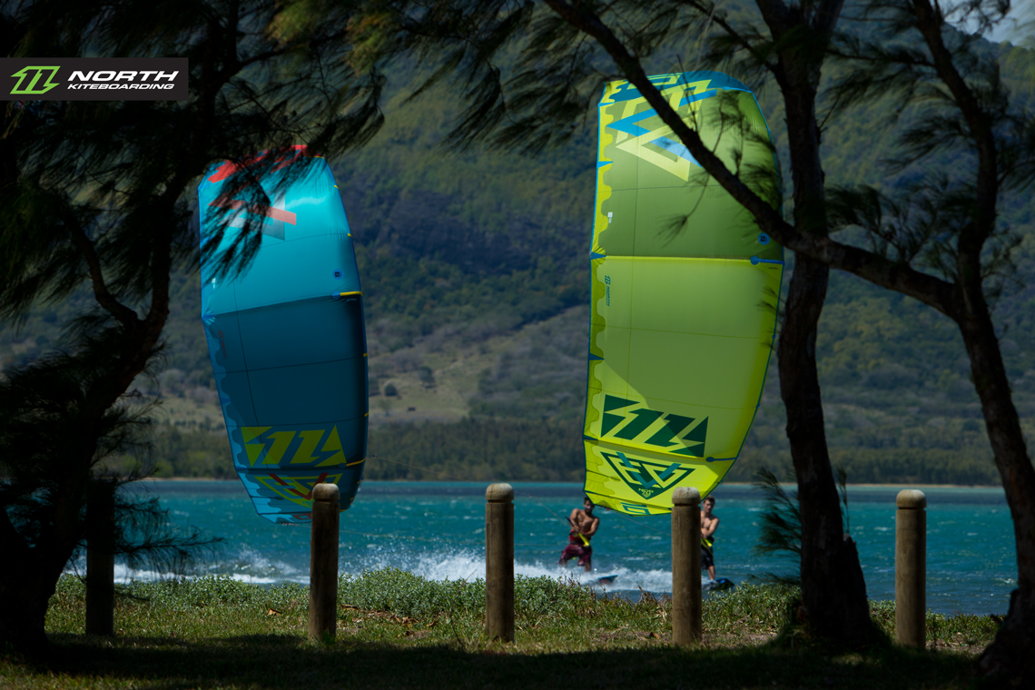 North Evo 2015 duo cruising between the trees - kitesurfing