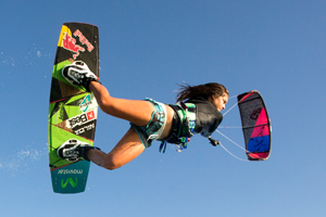 Gisela Pulido raily on the 2015 Best Kiteboarding GP kite with 2015 Armada board