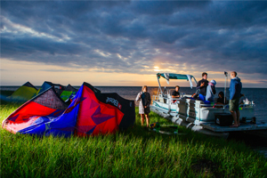 The Best kiteboarding crew chilling out at Cape Hatteras after a day on the water