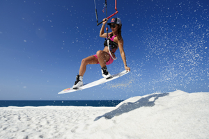 Bruna Kajiya jumping from salt mountain