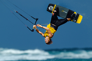 Alberto Rondina inverted on the Cabrinha Xcaliber full carbon board - kitesurfing