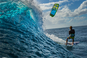 Alberto Rondina at Le Morne Mauritius - surfing a nice tropical wave.