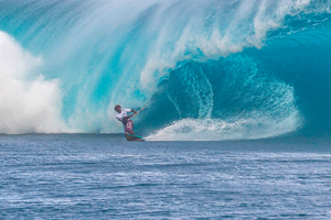 Mitu Monteiro taking on monster wave at Teahupoo