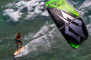 Kai Lenny cruising with the Naish Park kite and Alaia kiteboard off Hawaii