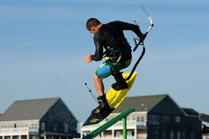 Craig Cunningham on the slider at Cape Hatteras - North kiteboarding