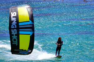 Kitesurfer Patrick Rebstock cruising on the 2016 Slingshot SST Wave kite. 