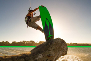 Andre Phillip with a sunset session on the 2015 Tona Flow kiteboard